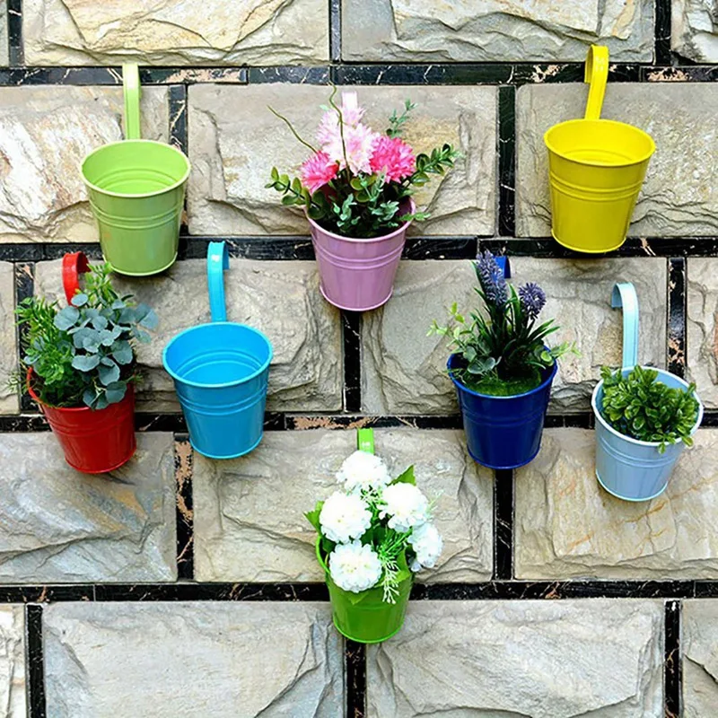 

8x Flower Pots Hanging Flower Pots & 2 Pcs Imitation Rattan Weaving Receive A Basket Clothes Basket Fruit Basket