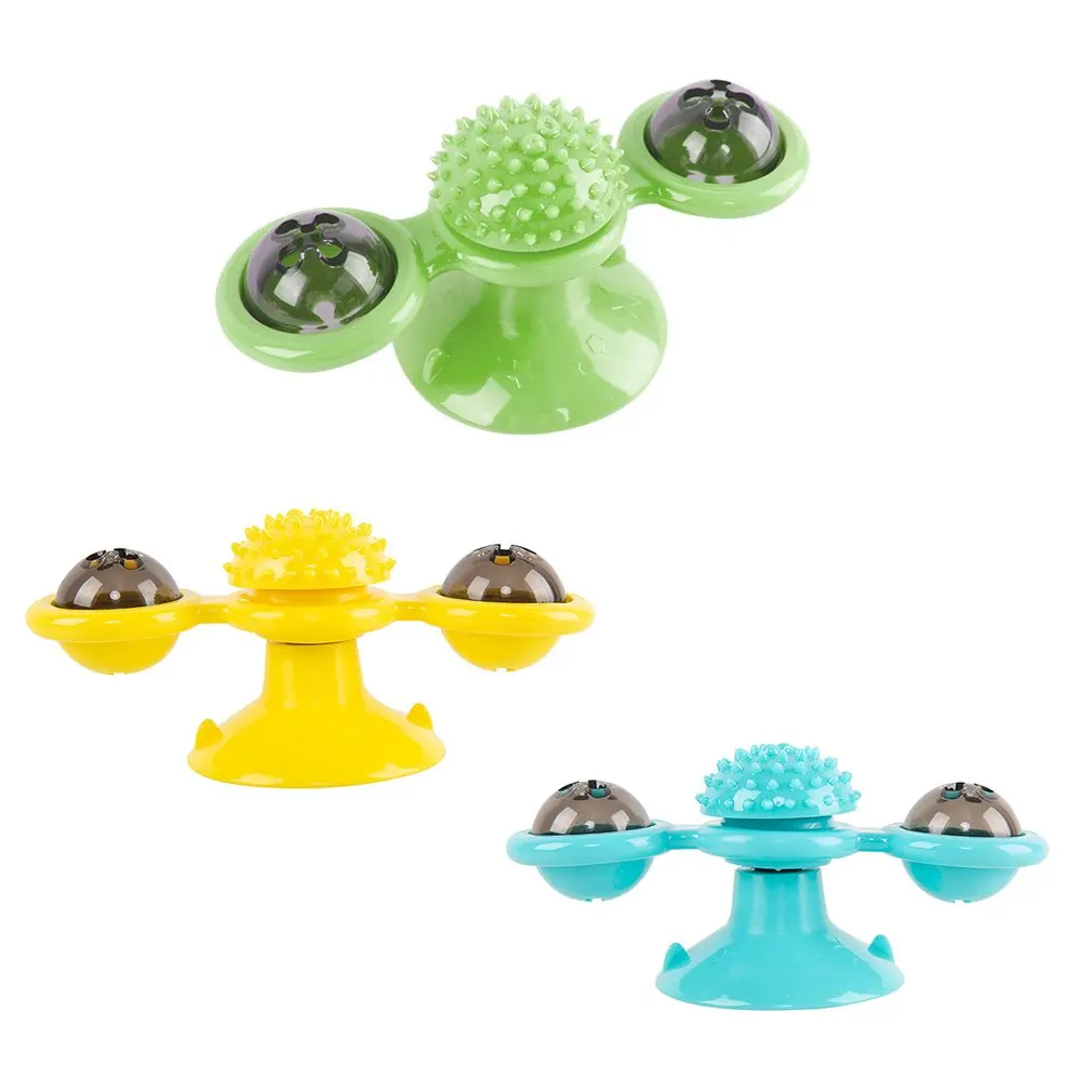 

Cat Windmill Toy Funny Massage Rotatable Cat Toys With Catnip LED Ball Teeth Cleaning Turntable Teasing Pet Toy For Dropshipping