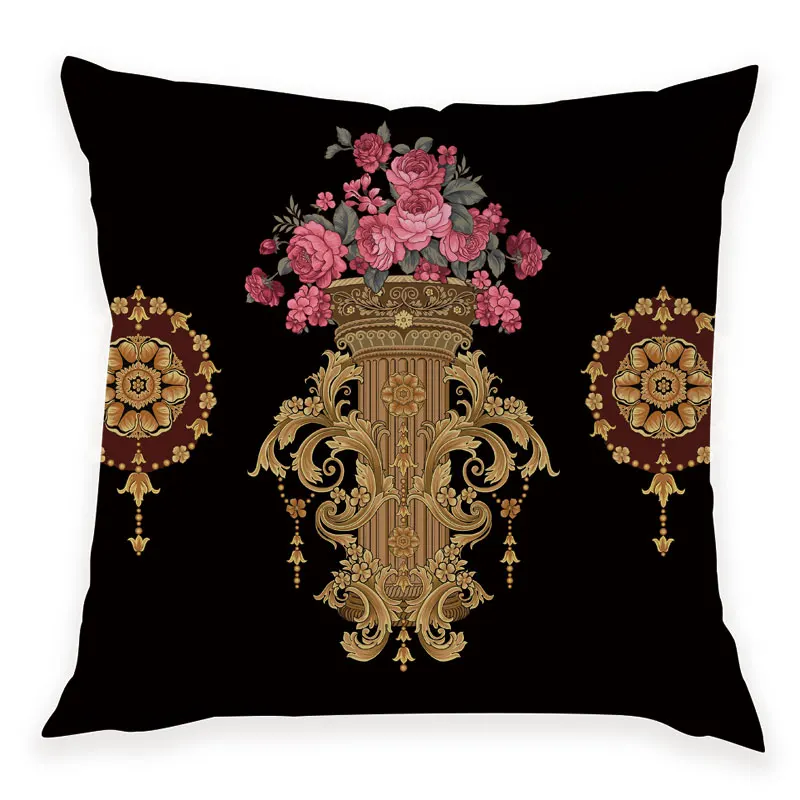 Персиковые наволочки в стиле ретро с цветочным узором для дивана кровати офиса