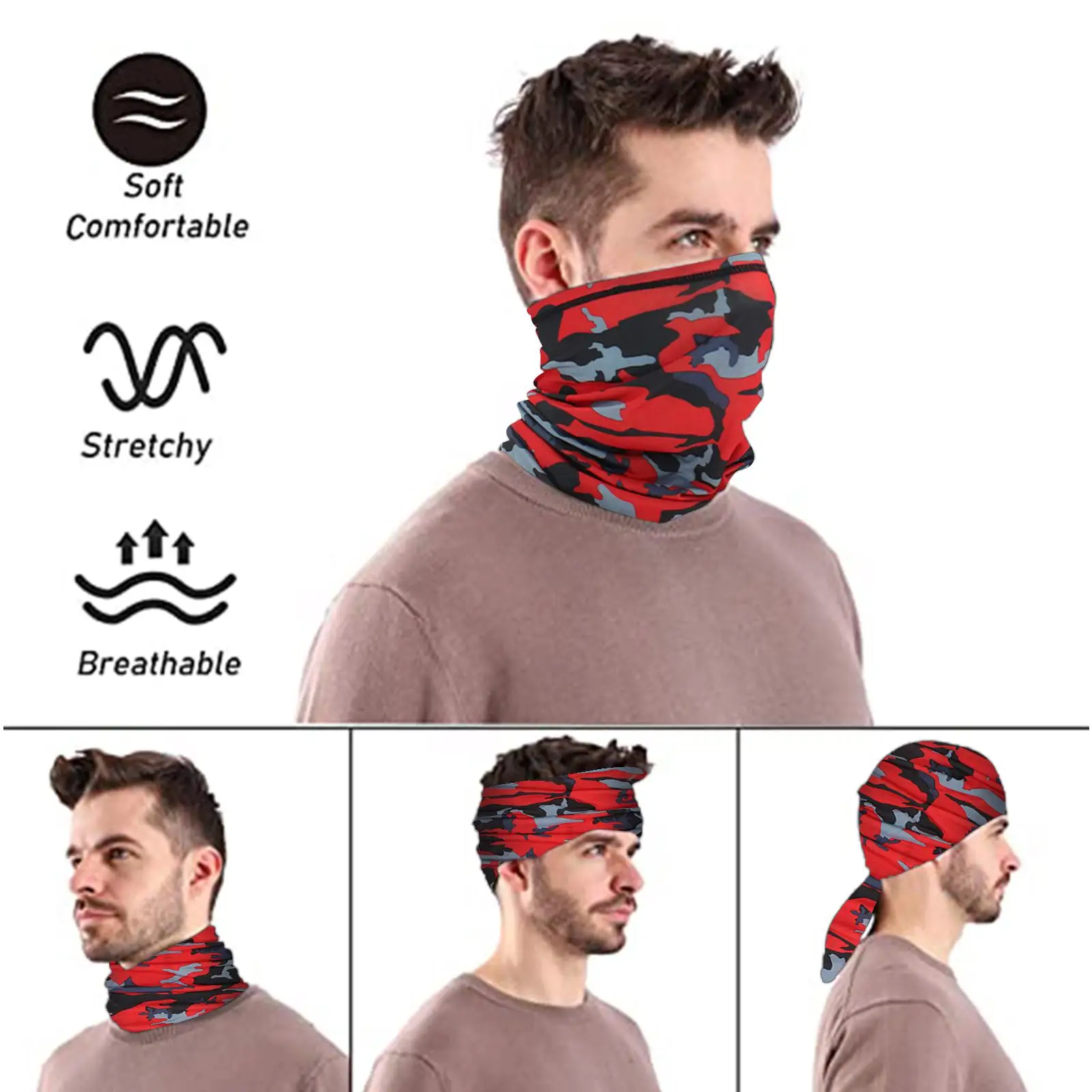 

Headwear Headband Bandana Balaclava Motorcycling Highly Elastic Colorful Ice Silk Face Mask Head Scarf Breathable Sweatband
