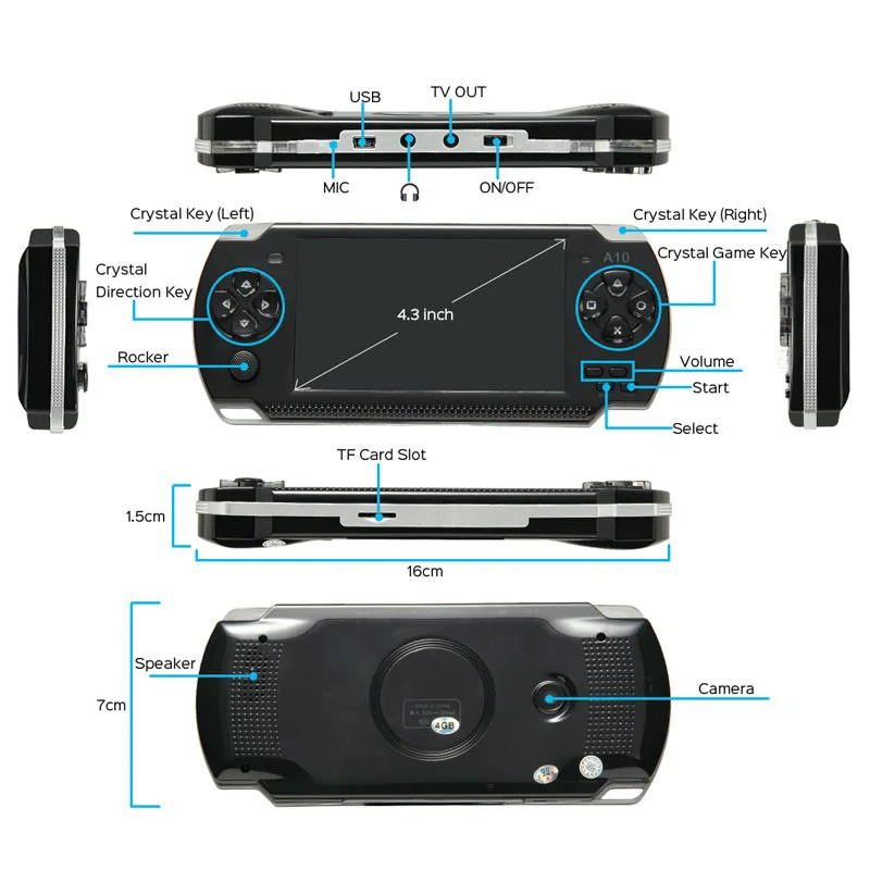 

X6 Hd multi-function 4.3-inch Big Screen Handheld Game Console Supports MP4 Camera TV Multimedia Game Console 10,000 Games