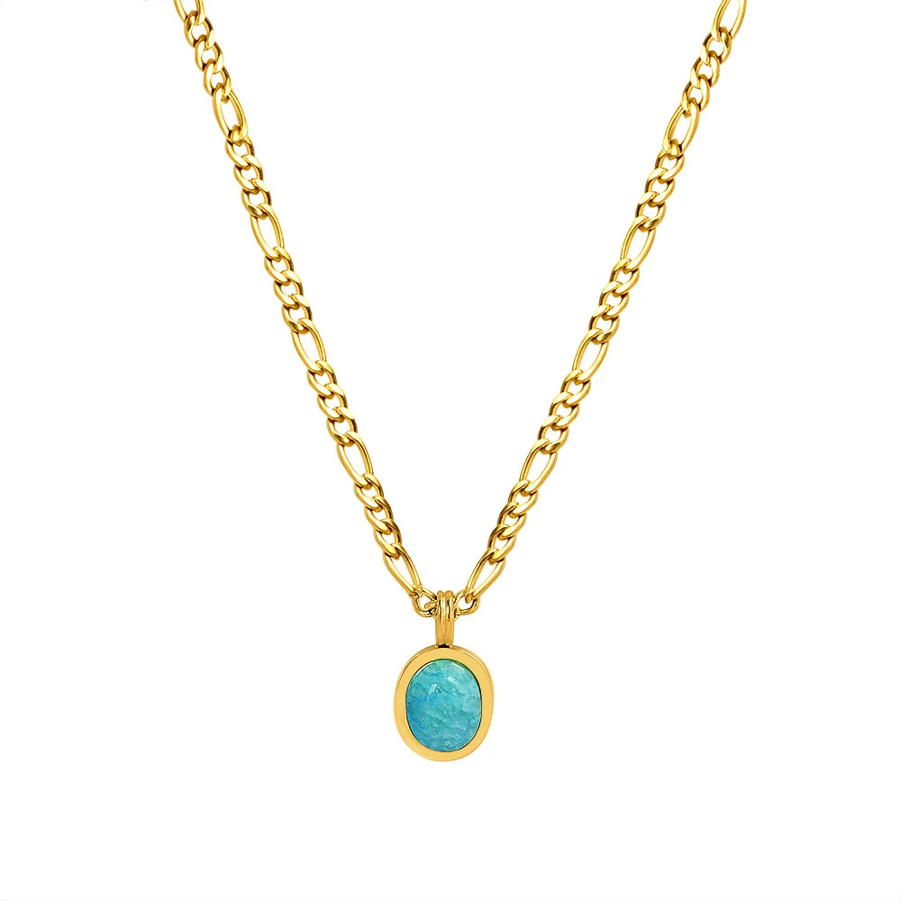 

DAVINI Natural Stone Clavicle Chain Charms Pendant Necklace niche light luxury handmade Figaro Chain Necklace Jewelry