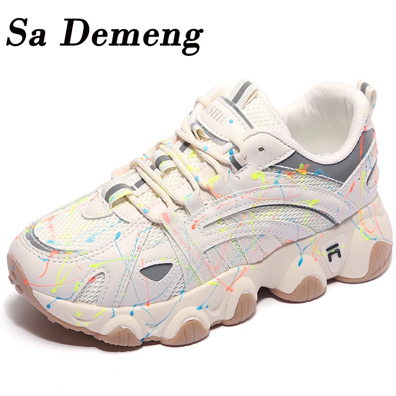 Женские кроссовки на массивной платформе Sa Demeng Повседневные Дышащие Мягкие для