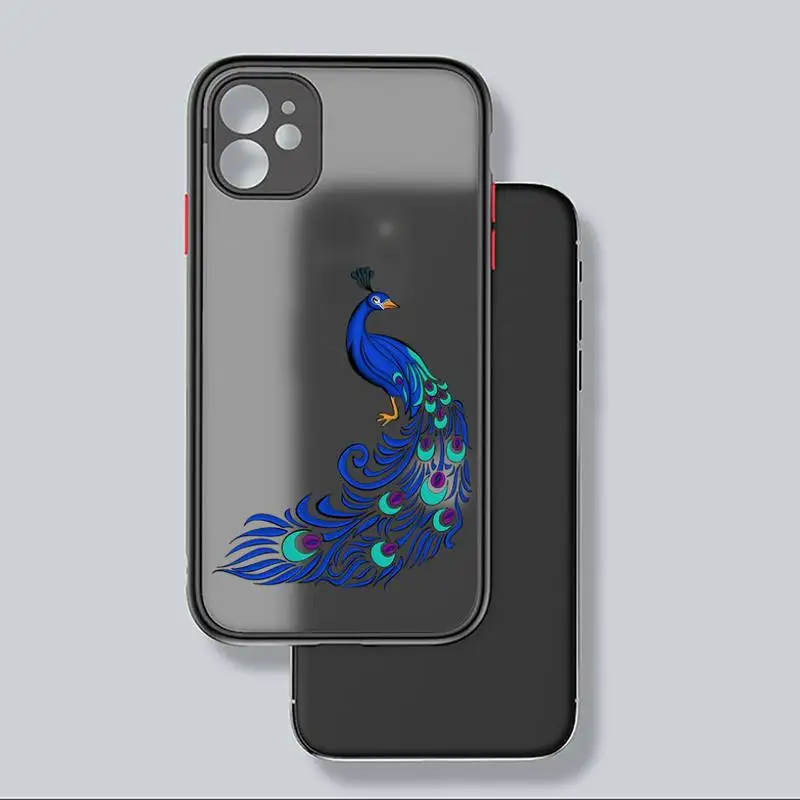 

Cartoon cute animal peacock Phone Case matte transparent For iphone 7 8 11 12 plus mini x xs xr pro max cover