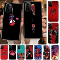 cartoon spiderman phone case for xiaomi redmi poco f1 f2 f3 x3 pro m3 9c 10t lite nfc black cover silicone back prett mi 10 ultr