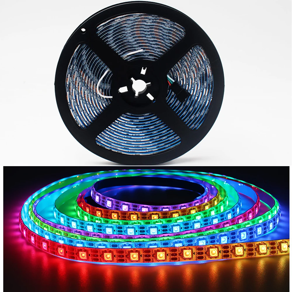 

5V WS2812B Led Strip light Individually Addressable WS2812 Smart RGB Led pixel strips Black/White PCB Waterproof IP30/65/67 1-5m