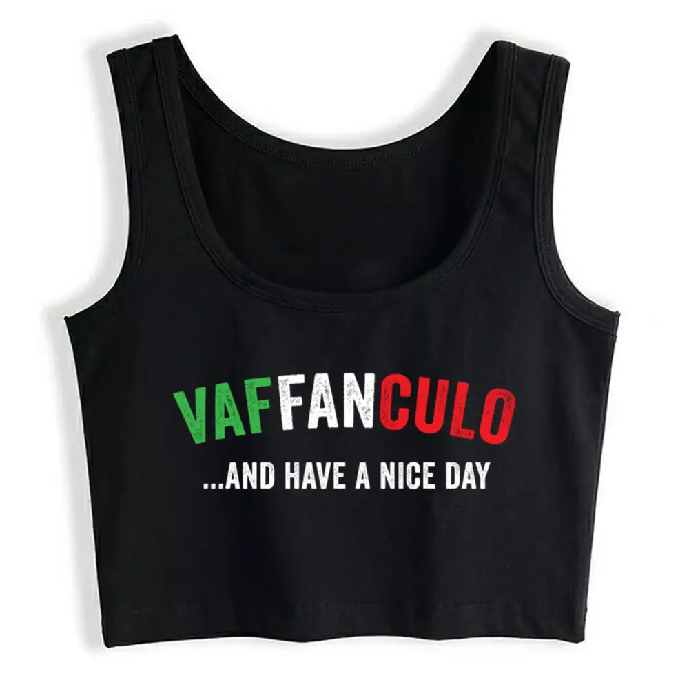 

Boho Crop Top Funny Vaffanculo Italian Sayings Quote Casual Inscriptions Cotton Womens Tops blusas mujer de moda 2021 verano