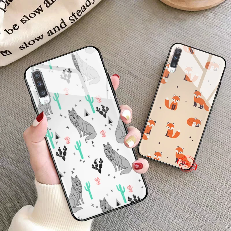 8W Animal More Cute Fox cat Glass Case for Samsung S7 Edge S8 S9 S10 Plus A10 A20 A30 A40 A50 A60 A70 Note 8 9 10 | Мобильные