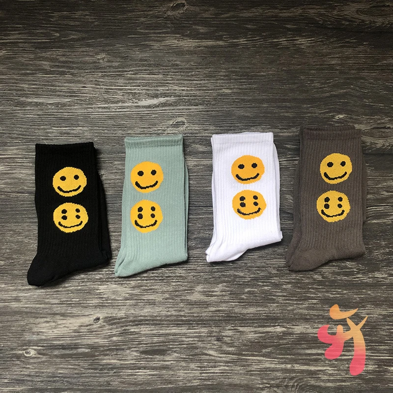 

Kanye West CPFM Couples Socks Men Women Double Smiley Earth Color High Quality Cotton Sports Socks CPFM Ins Tide In Tube Sock