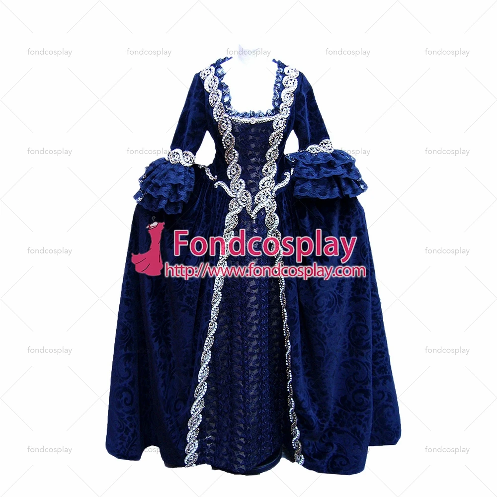 

fondcosplay Victorian Rococo Medieval Gown Ball Dress Gothic Evening Navy Dress Cosplay Costume Tailor-made[G957]
