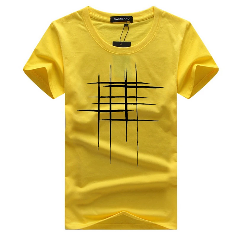 

New Men Summer T- shirt Brand-Clothing Print T shirt Male Print Slim Fit Short Sleeve Tshirt Yellow White Tshirt For Male