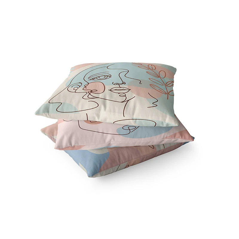 

Short Plush Soft Throw Pillow Case Abstract Art Geometry Streak Face Sofa Cushion Cover Seat Square Pillowcases For Home Decor
