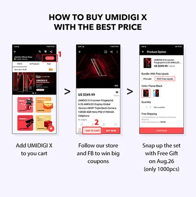 Глобальная версия UMIDIGI X In-screen Fingerprint 6,3" AMOLED 48MP Тройная задняя камера 128GB NFC Helio P60 4150mAh мобильный телефон