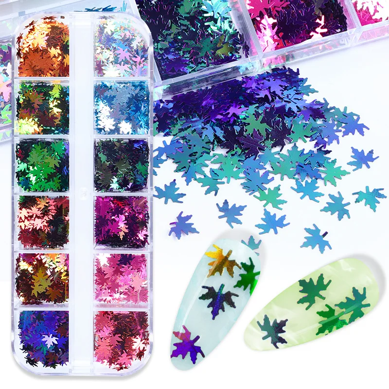 Блестки в виде кленовых листьев для маникюра 12 цветов | Красота и здоровье