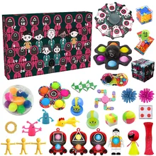 Fidget Toys Pack Set Squid Game Beauty Easter Advent Calendar Makeup 2022 Anti Stress Relief Figet Toy Blind Box Kid Easter Gift