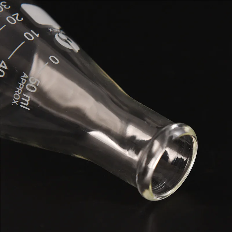 Стеклянная колба Erlenmeyer 50 мл прозрачная лабораторная коническая стеклянная