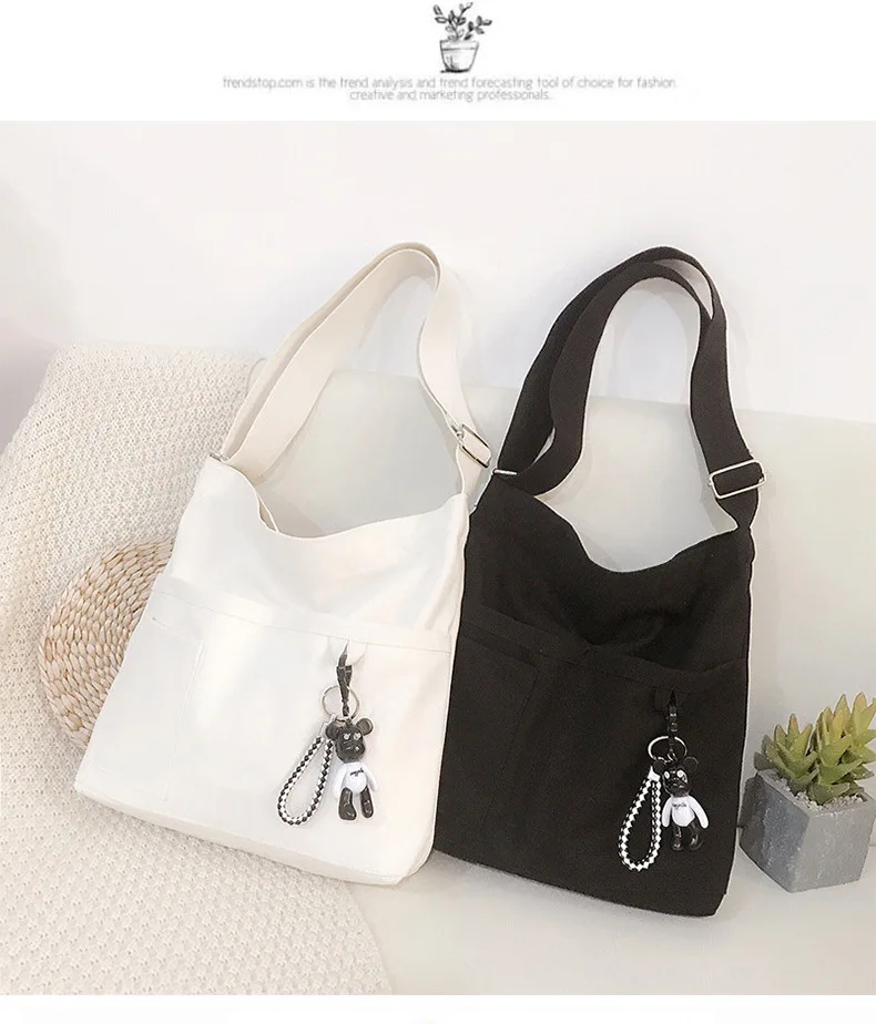 

2021 New Arrival Black and White Free Shipping Canvas Big Capacity Women's Female Fashion Design Bags