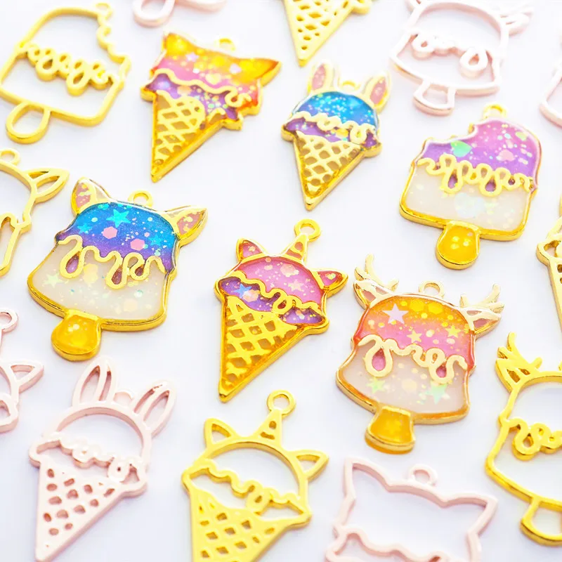 Diy капля склеивания Золотая рамка цинковый сплав аксессуары мороженое десерт |