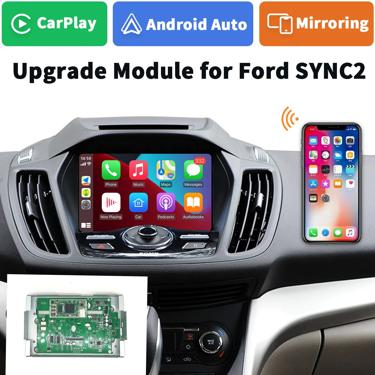 Модуль автообновления VISKOO Apple CarPlay на Android для Ford SYNC2 KUGA EDGE FOCUS ECOSPORT FUSION MUSTANG carplay |