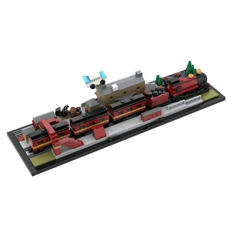 

MOC 9 4/3Train Platform Crossing 5972 Express Train and Magic Station Building Model Building Block Educational Toys Children