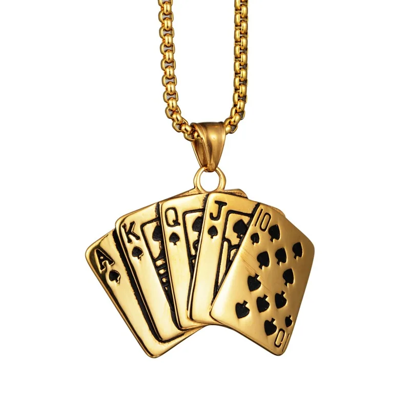 Новый счастливый флеш Ace Of Spades мужское ожерелье Серебряный тон монограмма