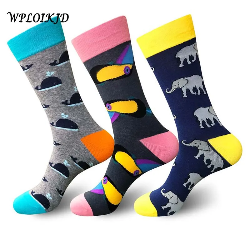 Носки мужские большого размера с рисунком птицы/эльфана/Кита носки для