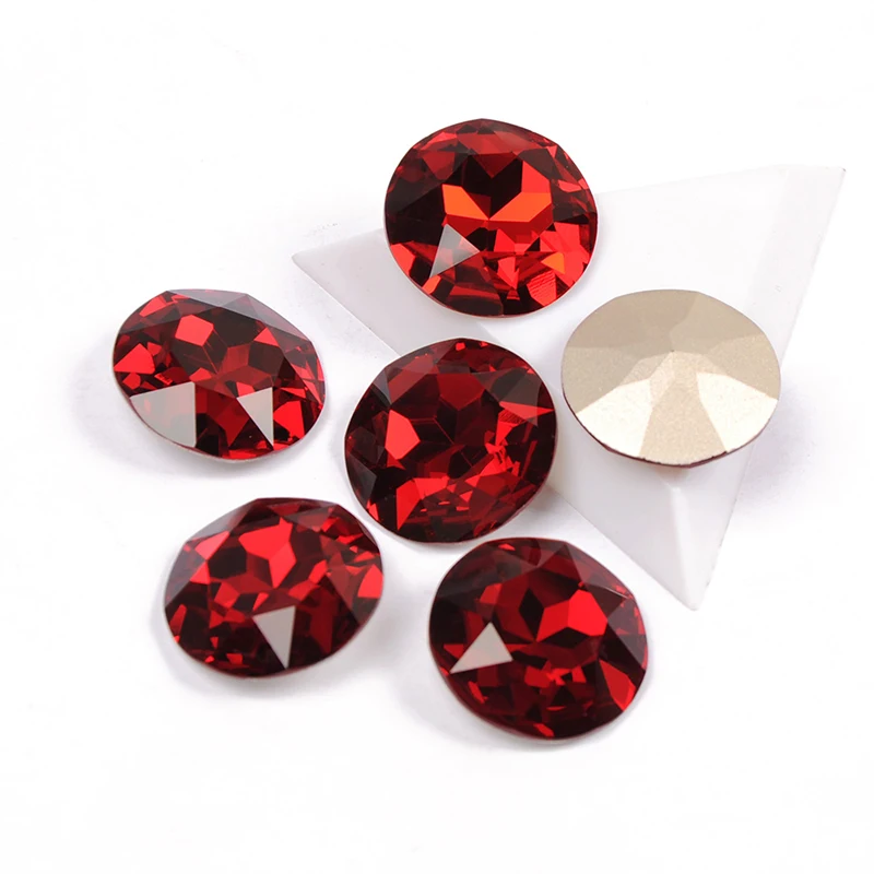 Yanruo 1201 27 мм Сиам круглые кристаллы для шитья Камень Точка Назад Красные Стразы