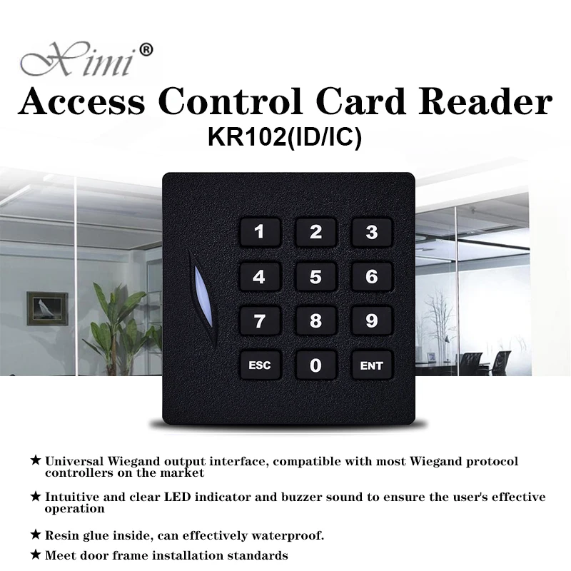 

KR102 frequency EM12.5KHZ / MF13.56MHZ card reader outdoor card waterproof ID / IC access control card reader