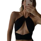 Женские пикантные майки с бретелькой через шею и цепочкой, с вырезами, с перекрестным поясом, с рюшами, с завязкой сзади, жилет, бюстье