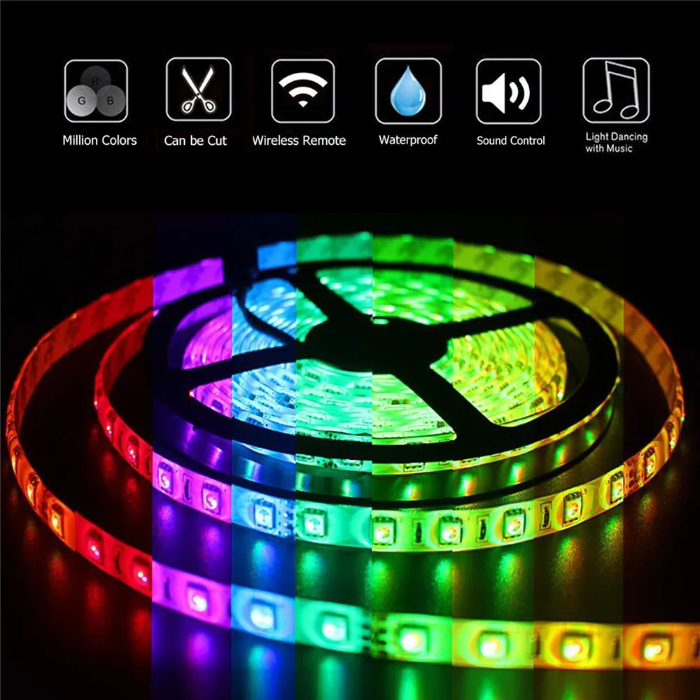 LED Strip light Music sync RGB tape SMD 2835 12V Waterproof ruban flexible ribbon diode for neon Party Decorative lights 5M lamp