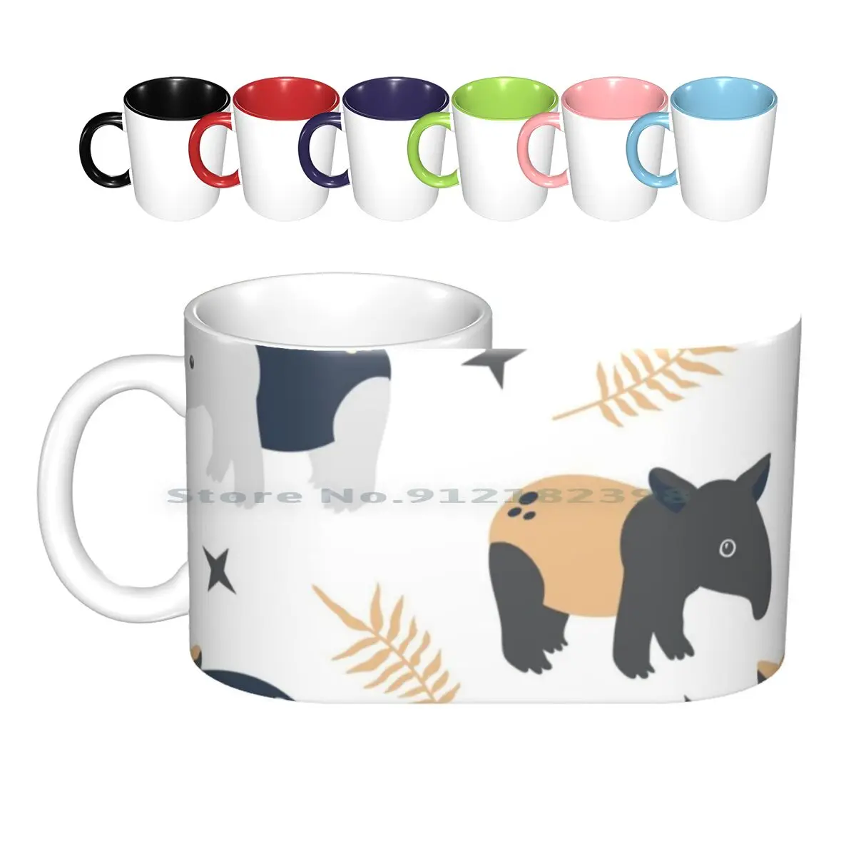 

Cute Tapir Ceramic Mugs Coffee Cups Milk Tea Mug Abstract Animal Baby Baby Shower Backdrop Background Beauty Cartoon Character