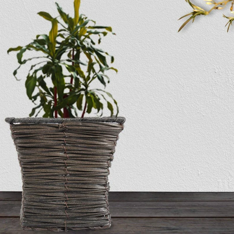 

Rattan Plant Basket Rustic Rattan Vase Flower Planters Seagrass Rattan Basket Flower Pot Holder Containers
