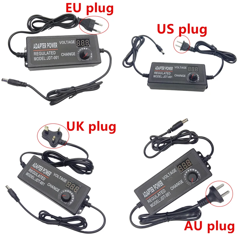 Адаптер питания регулируемый с дисплеем напряжения 3 в 4 5 В 6 7 8 9 10 11 12 5A |