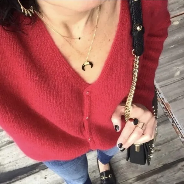 Elfbop женский мохеровый шерстяной вязаный джемпер с V образным вырезом кардиган