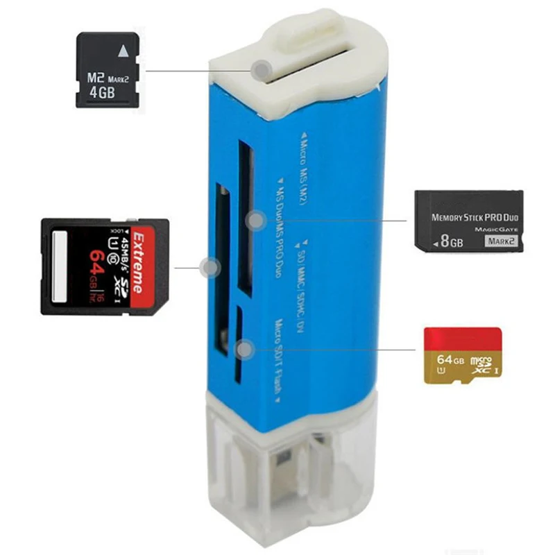 Высокоскоростной кардридер 4 в 1 с USB 2 0 несколькими слотами мульти-кардридер