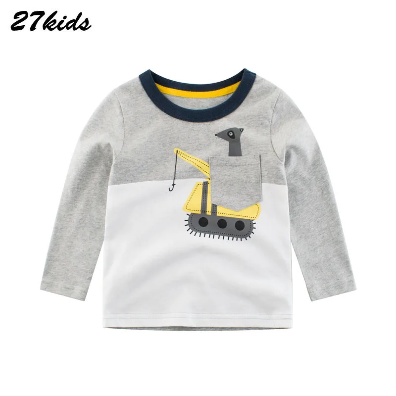 

Футболка детская хлопковая с длинным рукавом и принтом «машинки»