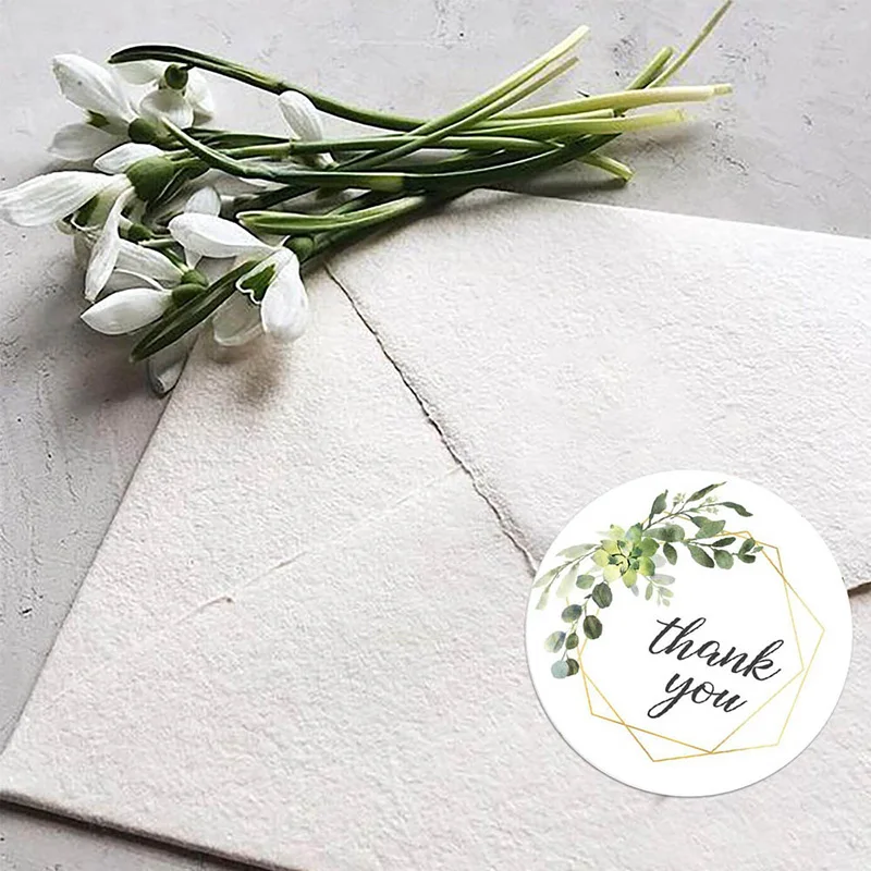 

500pcs/roll Floral Thank You Stickers plants stickers flowers decoration label Custom Stickers Gift Packaging Stationery Sticker