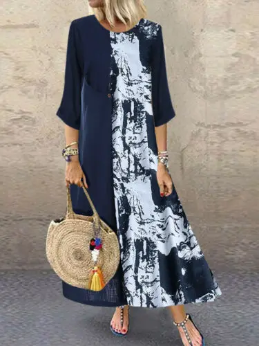 Для женщин длинный кафтан платье Boho Maxi платье-туника Повседневное Пляжное