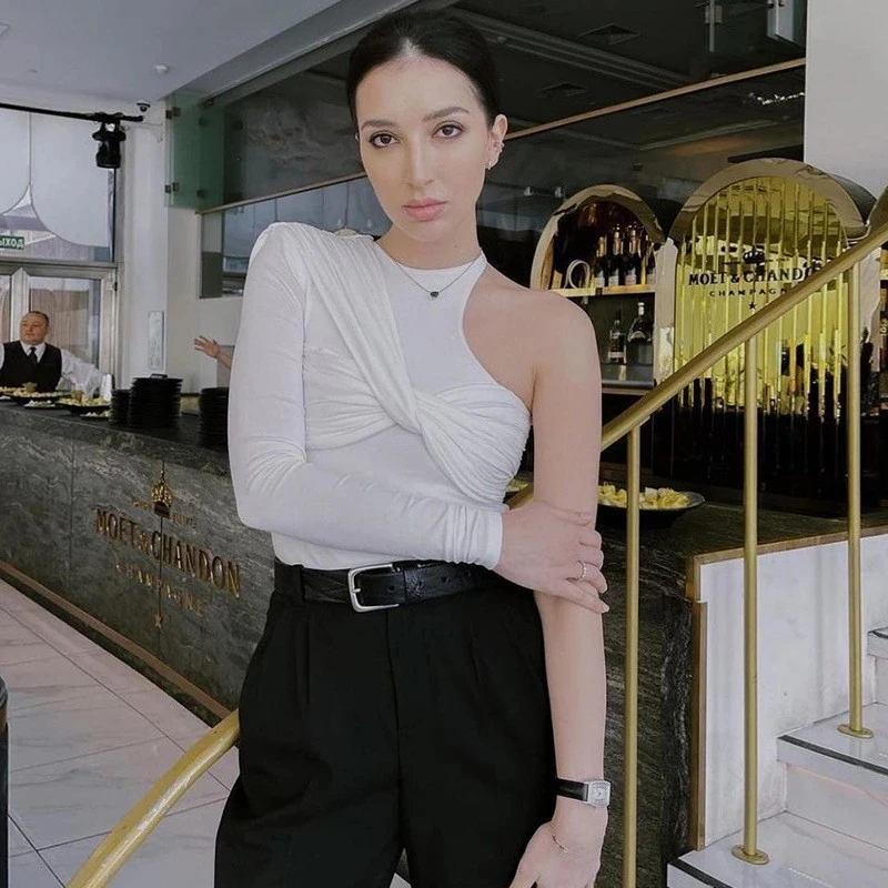 

Street off-the-shoulder bodysuit elegant ladies one-shoulder sleeveless jumpsuit sexy irregular jumpsuit sexy Y2K clothing key