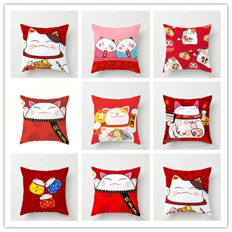 

GY0599 Лаки кошки подушки Чехол (без наполнителя), 1 шт., украшение дома из полиэстера Спальня декоративные диван диванные подушки