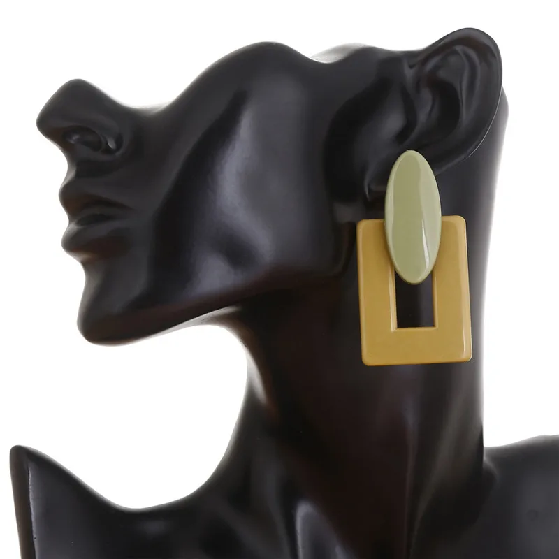 Модные полые квадратные массивные акриловые серьги для женщин офисные женские