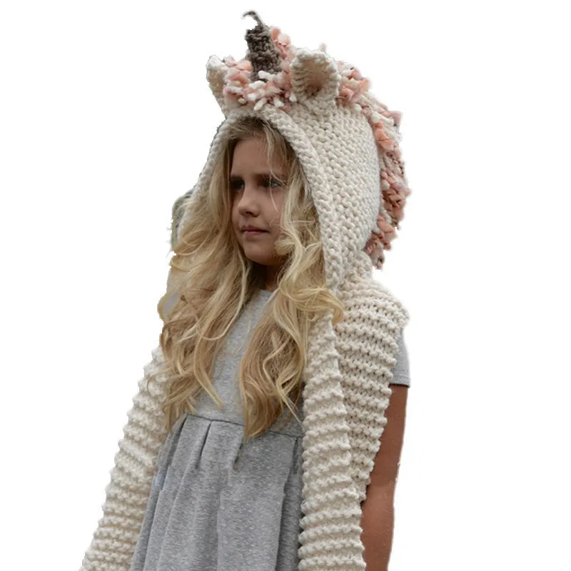 Шапка и шарф для девочек Зимний вязаный комплект из шапки шарфа розового