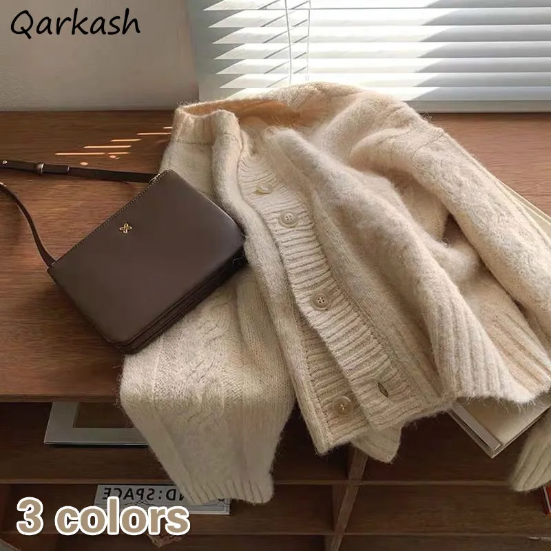 

Oversize 3XL Cardigan Women Elegant Single Breasted Fashion Spring Long Sleeve Femme Knitwear All-match Ladies Twisted Sweater