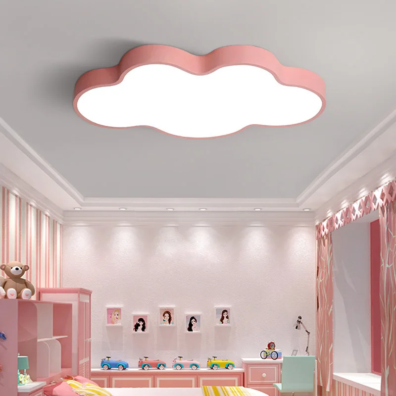 Iluminación de techo para habitación de niños y niñas, dibujo de nube lámpara de luz Led de techo