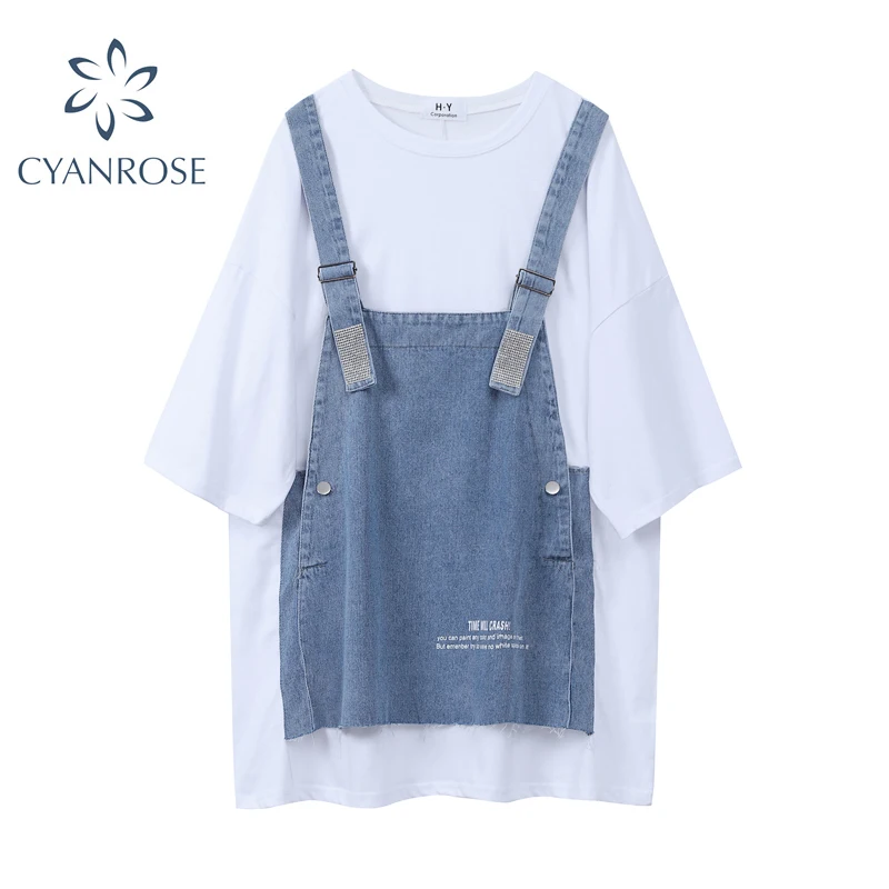 

Женская джинсовая футболка с круглым вырезом, длинным рукавом и пэчворком