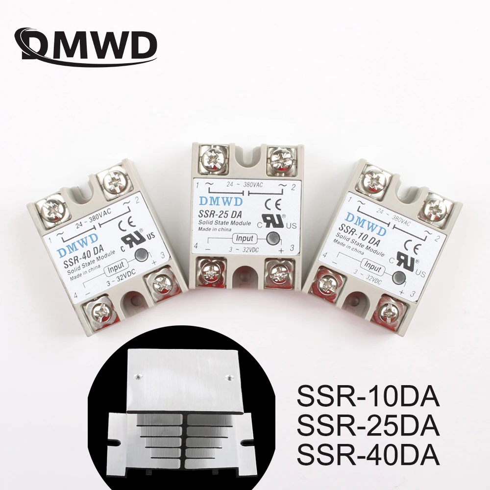 Твердотельные реле SSR-10DA SSR-25DA SSR-40DA 10A 25A 40A на самом деле 3-32 В постоянного тока в переменный 24-380V AC SSR 10DA 25DA 40DA