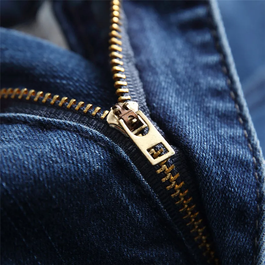 Мужские брюки для улицы мужские осенние джинсовые хлопковые Прямые рваные с