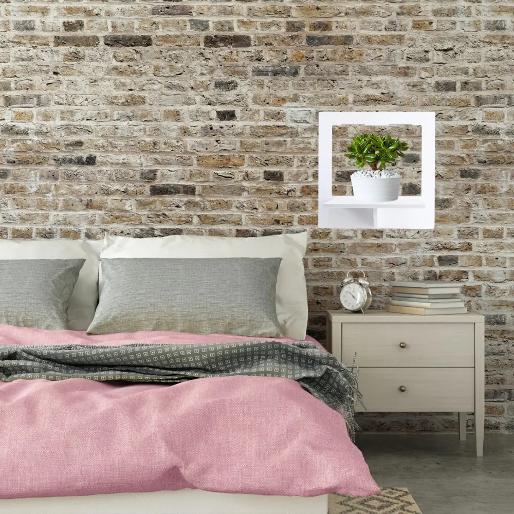 

1Pc Wall Storage Rack Home Storage Holder Punching-free Flowerpot Holder (White)