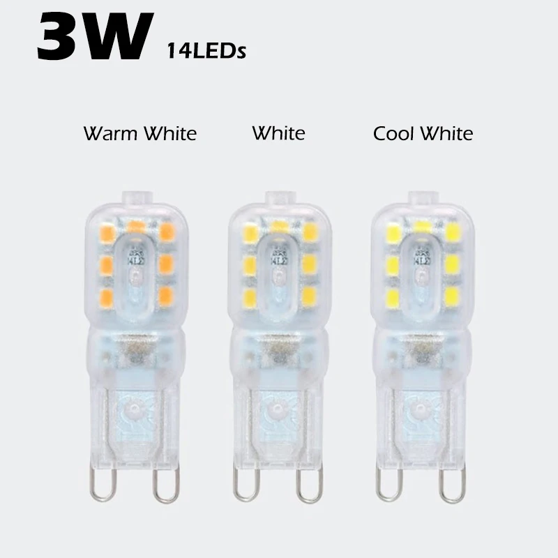 Миниатюрная светодиодная лампа G9 3 Вт 5 2 шт./лот 220 В переменного тока с