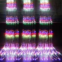 outdoor led waterfall meteor shower rain string lights 32m33m led wedding curtain icicle fairy garland lights christmas decor